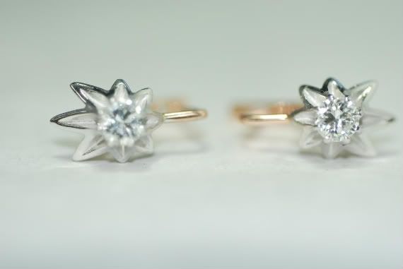   Russian Snowflake 0.80ct Diamond Rose Gold Earrings 14k/585  