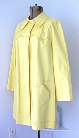   60s 70s London Fog Womens Light Yellow Canvas Raincoat Trench Coat 16