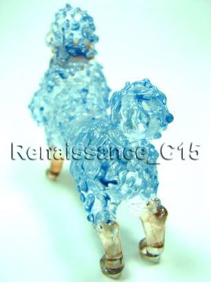 Figurine Animal Hand Blown Glass Stand Poodle Dog #1  