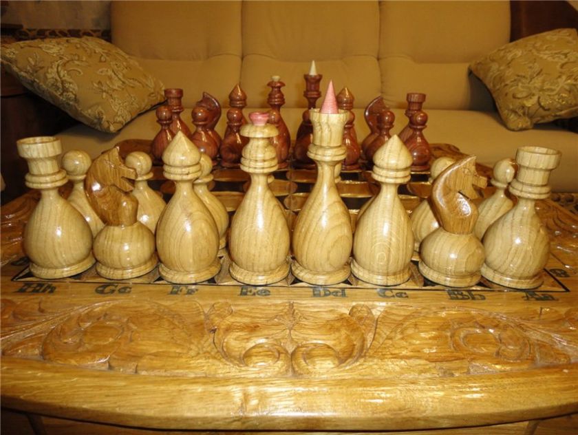 Solid New Hand Carved handmade CHESS SET Table Wood OAK  