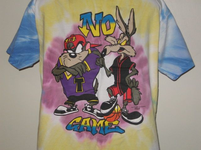 vintage 1995 NO GAME LOONEY TUNES TIE DYE T Shirt XL neon hip hop 