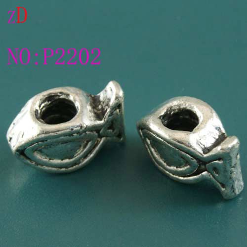 P2202 2pc Silver Spacer Beads Fish Pendant Fit Bracelet  