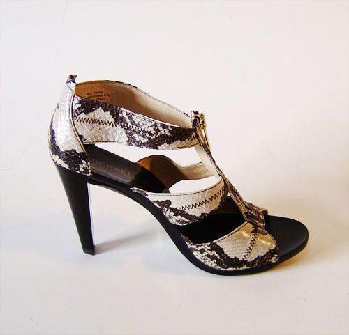 Michael Kors BERKLEY Ladies T Strap Natural Genuine Snake Heels Shoes 