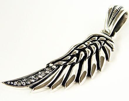 ANGEL BIRD WING FEATHER STERLING SILVER MENS PENDANT  