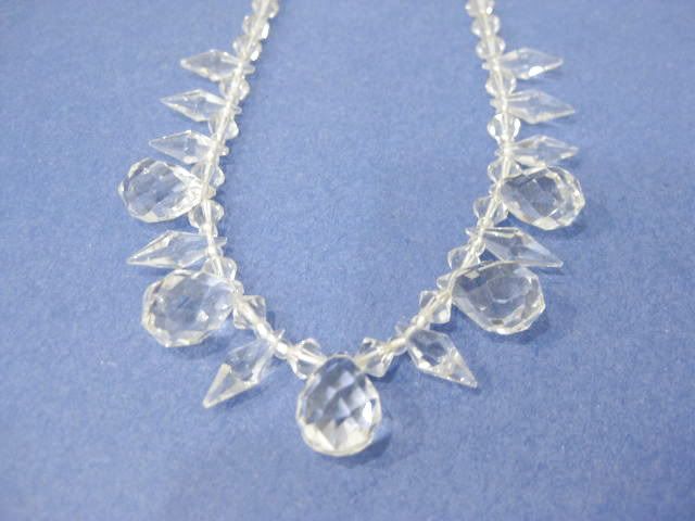 vtg 30s 40s Gorgeous Cut Crystal Clear Glass Necklace  