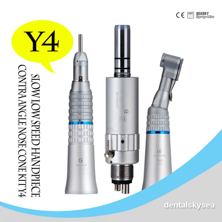 New Dental slow Low Speed Handpiece kit contra angle straight cone 4 H 