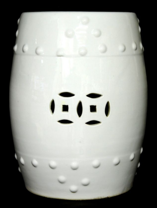 CERAMIC GARDEN STOOL WHITE Porcelain Side Stand Table  