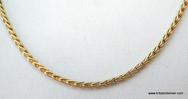 RARE VINTAGE ANTIQUE SOLID 22K GOLD HANDMADE CHAIN NECKLACE RAJASTHAN 