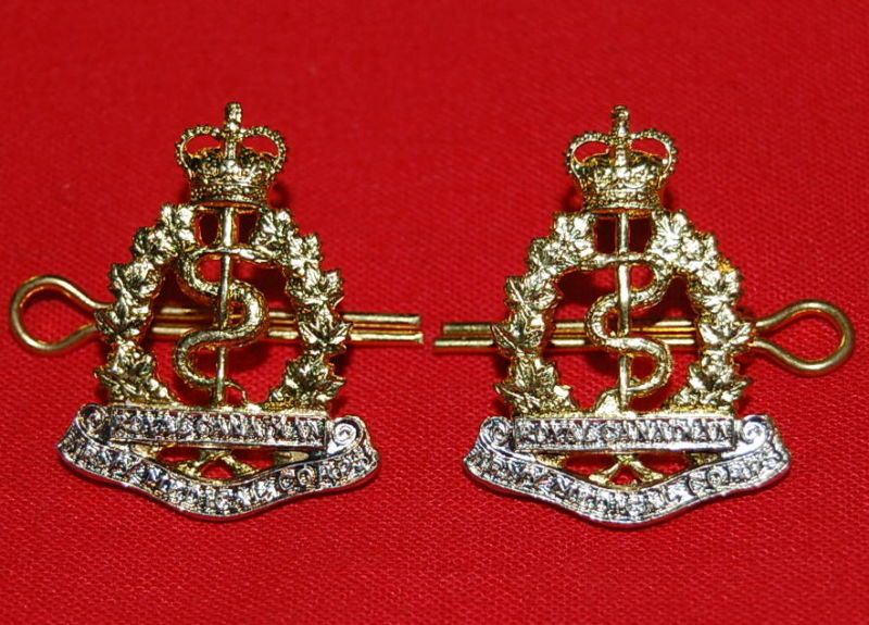 Royal Canadian Army Medical Corps Brass Collar Badges  