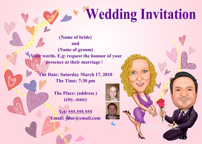 Anniversary Wedding invitations card Custom Pink Design  