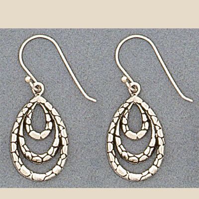 Sterling Silver Pebble Path Drop Hoop Dangle Earrings  